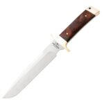 Bear & Son Cutlery 15″ Freedom Fighting Fixed Blade Bowie Knife, D2 Tool Steel Blade, Cocobola Wood Handle, Leather Sheath (CB03)