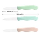 DUFEIMOY 3 Inch Ceramic Knife Set, Small Paring Knives Set of 3, Peeling Knife, Fruit Knife, Vegetable Knife, Sharp Kitchen Knives with Sheath, Blue, Green, Pink Knife