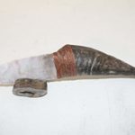 Goat horn handle knife with stone blade. a48d, Ornamental, replica, primitive tool.