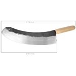 EROL Carbon Steel (15.7 in/40 cm) Mincing Knife Handmade Forged Gourmet Professional Chef Butcher Chopping Handled Curved Kebab Meat Mezzaluna Herb Big Blade Kitchen Cleaver