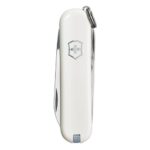 Victorinox Classic SD Swiss Army Knife, Compact, 7 Functions, Swiss Made Pocket Knife with Small Blade, Screwdriver and Key Ring – Falling Snow (White)