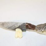 Rattlesnake head handle knife with a stone blade A198 Ornamental, replica, primitive tool.