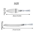 Cake Knife and Server Set, Xafissy 2PCS 420 Stainless Steel Cake Cutting Set with Faux Crystal Handle for Wedding Cake Birthdays Anniversaries Parties Holiday Thanksgiving Christmas Dessert