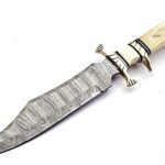 Skokie Knives Custom Hand Made Damascus Steel Hunting Knife Handle Camel Bone
