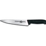 Victorinox Cutlery Wavy Edge Chef’s Knife 7-1/2, Black Fibrox Handle