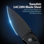 CIVIVI Pocket Folding Knife- Button Lock Knife with Thumb Stud Opener for EDC, 2.98″ 14C28N Blade Aluminum Handle, Qubit Utility Knife for Men Women Gift C22030E-1