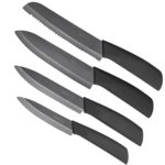 imokLife Ceramic Knife Set (4 Pieces) Kitchen Knives with Safety Sheaths Super Sharp and Never Rust(6″ Bread Knife, 6″ Chef Knife, 6″ Utility Knife, 4″ Fruit Knife ), Black