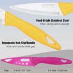 FODCOKI Paring Knife, 4 inch Fruit Paring Knives Set of 4 with Cover Sheath, Small Kitchen Sharp Peeling Cutting for Vegetable Stainless Steel