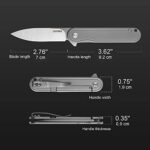 OLITANS T025 Pocket Knife 2.76” D2 Steel Blade 3.6” Titanium Alloy Handle Flipper Mini Folding knife 1.8oz