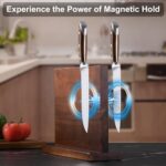 Magnetic Knife Holder – KUCHEASY Double Sided Magnetic Knife Block Without Knives – Wooden Universal Knife Stand Strong Enhanced Magnets -Knife Display Rack for Kitchen Counter Multifunctional Storage