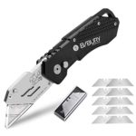Utility Knife, BIBURY Upgraded Version Heavy Duty Box Cutter Pocket Carpet Knife with 10 Replaceable SK5 Stainless Steel Blades, Belt Clip, Easy Release Button, Quick Change and Lock-Back Design