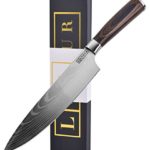 Kitchen Chef Knife by LUXUR, Luxury & Professional High Carbon Steel Knife – Pro Custom Knife designed for Chef – 8 Inch Stainless Steel Blade – Razor Sharp Edge with Smooth Wood Handle and Gift Box