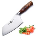 TUO Cutlery Vegetable Cleaver Knife 7″ – Chinese Chef’s Knife – German Steel with Pakkawood Handle with Case – Fiery Series