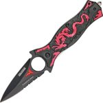 TAC Force TF-707RD Assisted Opening Folding Knife, Black Half-Serrated Blade, Red Dragon Handle, 4-1/2-Inch Closed