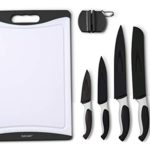 EatNeat 12-Piece Black Sharp Knife Set: 5 Stainless Steel Kitchen Knives with Covers, Cutting Board and Sharpener