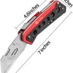 Folding Pocket Utility Knife Heavy Duty Box Cutter with Flat Head and Phillips Screwdriver, Saw, Fruit Knife, Belt Clip, Quick Change Blades Lock Back Design(10 Blades)