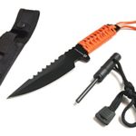 DAX Industries Fixed Blade Survival Knife With Magnesium Fire Starter, 4 Inch Full Tang Blade, Stainless Steel, Protective Nylon Sheath Included