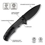 CIVIVI Folding Pocket Knife- Praxis Flipper Liner Lock Knife, 3.75″ Black Stonewashed Blade with Micarta Handles, Reversible Clip for Everyday Carry Outdoor Use C803G