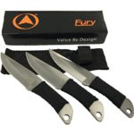 Fury Sure Thrower Set of 3 Carbon Steel Throwing Knives, 6.5-Inch