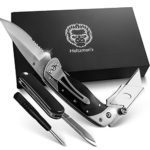 Premium Utility Knife, Folding Pocket Knife Combo, Box Cutter, Heavy Duty Dual Blades W/Belt Clip Gift Set for Dad Carpenter or Construction Worker