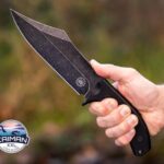 Off-Grid Knives – Caiman XXL Fixed Blade Bowie with Cryo D2 Steel, G10 Scales, Kydex Sheath, Camping, Bushcraft, Hunting, Survival (Blackout)