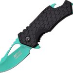 MTech USA MT-A882GN Spring Assist Folding Knife, Turquoise Blade, Black Handle, 3-Inch Closed