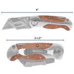 Sheffield 12115 Folding Utility Knife, Quick-Change Utility Knife Blades, Lightweight Hardwood Handle, Box Cutter, Cardboard Cutter