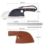 iSMLIKE 7 Inch Chef Knife High Carbon Steel Butcher Knife Handmade Forged Kitchen Knife with Thickened Genuine Leather Sheath and Lanyard Full Tang Wenge Wood Handle Cooking Knife, Gift Box Packing
