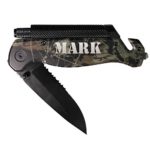 Engraved Black, Gray or Camo Survival Rescue Tactical Pocket Knife – Custom Personalized Groomsmen Knife Gifts