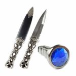 P.S 9″ New Scottish Celtic Gaelic Twist Knot Ruby Gemstone Wicca Dirk Dagger Knife (Choose Your Color (Blue)