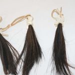3 Powwow scalp locks. f389 Elk bone, horse hair, Ornamental, primitive replica.