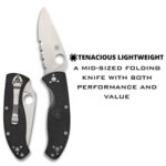 Spyderco Tenacious Lightweight Folding Utility Pocket Knife with 3.39″ Stainless Steel Blade and Black FRN Handle – Everyday Carry – CombinationEdge – C122PSBK