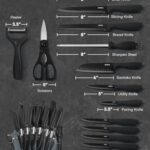 Aiheal Knife Set, 16 Pieces High Carbon Stainless Steel Black Non Stick Coated Kitchen Knife Set, No Rust and Super Sharp Cutlery Knife Set with Acrylic Stand and Kitchen Scissors, Gift