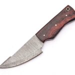 Sky Knives 8″ Handmade Fixed Balde Damascus Steel Hunting Knife, Bushcraft, EDC, Survival, Camping and Skinning Knife, Knives For Men With Leather Sheath.