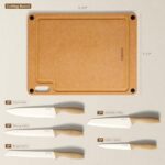 CAROTE Knife Set, 11Pcs Kitchen Knives Set with 5 Blade Guards, Wooden Cutting Board, Rustproof Stainless Steel Kitchen Knife Sets with Nonstick Ceramic Surface