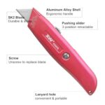 XW Retractable Utility Knife, Aluminum Alloy Box Cutter-2 Pack Red