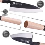 WILDMOK 7 Inch Deba Knife Asian Usuba Salmon Knife Sashimi Knife German Stainless Steel Blade & Traditional Wooden Handle