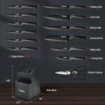 15-Piece Kitchen Knife Set with Block, Built-in Sharpener, Anti-Slip Handle, Non-Slip Base – Professional Chef Knife Set for Effortless Cooking?Black Gray?