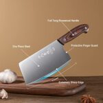 SHI BA ZI ZUO Chinese Knife Vegetable Meat Knife 6.7-inch Stainless Steel Slicer Cleaver, Wooden Handle with Moderate Weight
