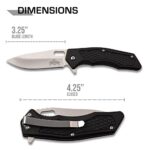 MASTER USA – Spring Assisted Open Folding Knife – Satin Finish Stainless Steel Blade, Black Injection Molded ABS Handle with Pocket Clip, Tactical, EDC, Self Defense- MU-A094S,Silver