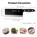 ZHANG XIAO QUAN SINCE 1628 Meat Cleaver, 7.3”Chinese Chopper Slice Knife Chinese Chefs Knife for Meat Vegetable All Black