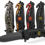 3-in-1 Police First Responders Tactical Knife for EMT, Police, Fire, Rescue and Military with Glass Breaker, Seatbelt Cutter and Steel Serrated Blade