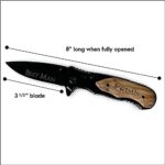 Personalized Engraved Pocket Knife With 3.50 Inch Black Blade With Gift Box