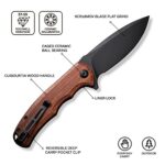 CIVIVI Folding Pocket Knife- Praxis Flipper Liner Lock Knife, 3.75″ Black Stonewashed Blade with Cuibourtia Wood Handles, Reversible Clip for Everyday Carry Outdoor Use C803H