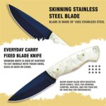 HUNTLUX Stainless Steel Hunting Knife with Sheath, Sharp Skinning Knife with Resin Handle, Handmade 8″ Small Fixed Blade Knife, Full Tang Survival Knife for Outdoor Camping, EDC Belt Knife for Men