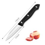 BEWOS 4-Piece Paring Knife Set, 3.5 Inch Paring Knives with Ergonomic Handle, Triple Rivet Paring Knife, Cutting Knife & Peeling Knife for Vegetable and Fruit, Kitchen Knives, Stainless Steel/Black