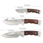 Mossy Oak Fixed Blade Hunting Knife Set – 3 Piece, Full Tang Wood Handle Straight Edge and Gut Hook Blades Game Processing Knife Set, Sheath Included