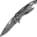 TAC Force TF-705GY-MC TF-705Gy Assisted Opening Tactical Folding Knife, black Half-Serrated Blade, Grey Handle, 4-1/2″ Closed