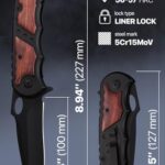 Pocket Knife – Spring Assisted Knife – Tactical Survival Folding Knives – Best EDC Camping Hiking Hunting Knofe Gear Accessories for Men Wood Handle Sharp Blade Knives for Men – Father’s day gifts 97010 B