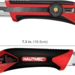 HAUTMEC 25mm Extra Heavy-Duty Utility Knife, Multi-Purpose Snap-off Box Cutter, Ratchet-lock Mechanism, Reinforced Fiberglass Handle HT0250-KN